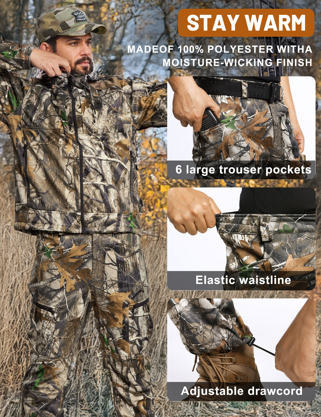 ANTARCTICA GEAR Hunting Heated Pants for Men with 12V 15000mAh Battery