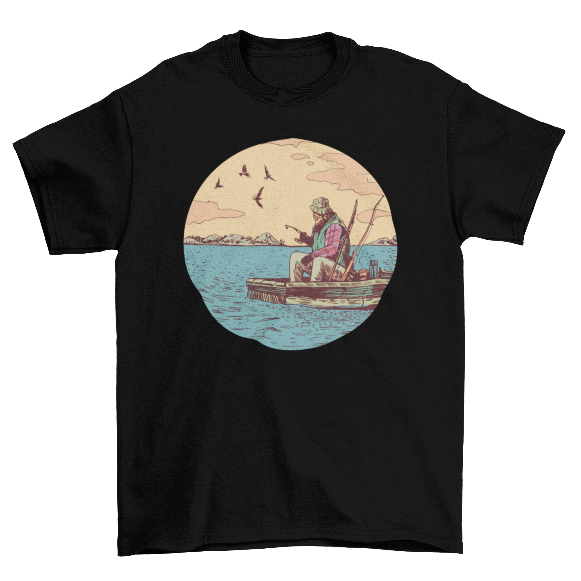 Old man fishing t-shirt