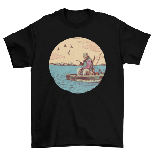 Old man fishing t-shirt