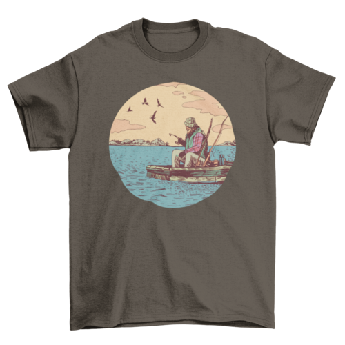 Old man fishing t-shirt