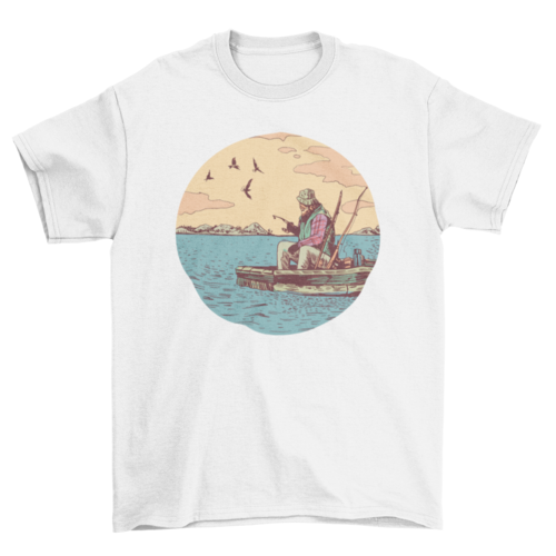Old man fishing t-shirt