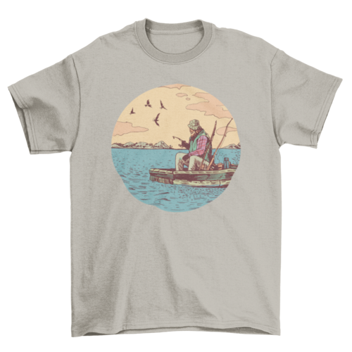 Old man fishing t-shirt