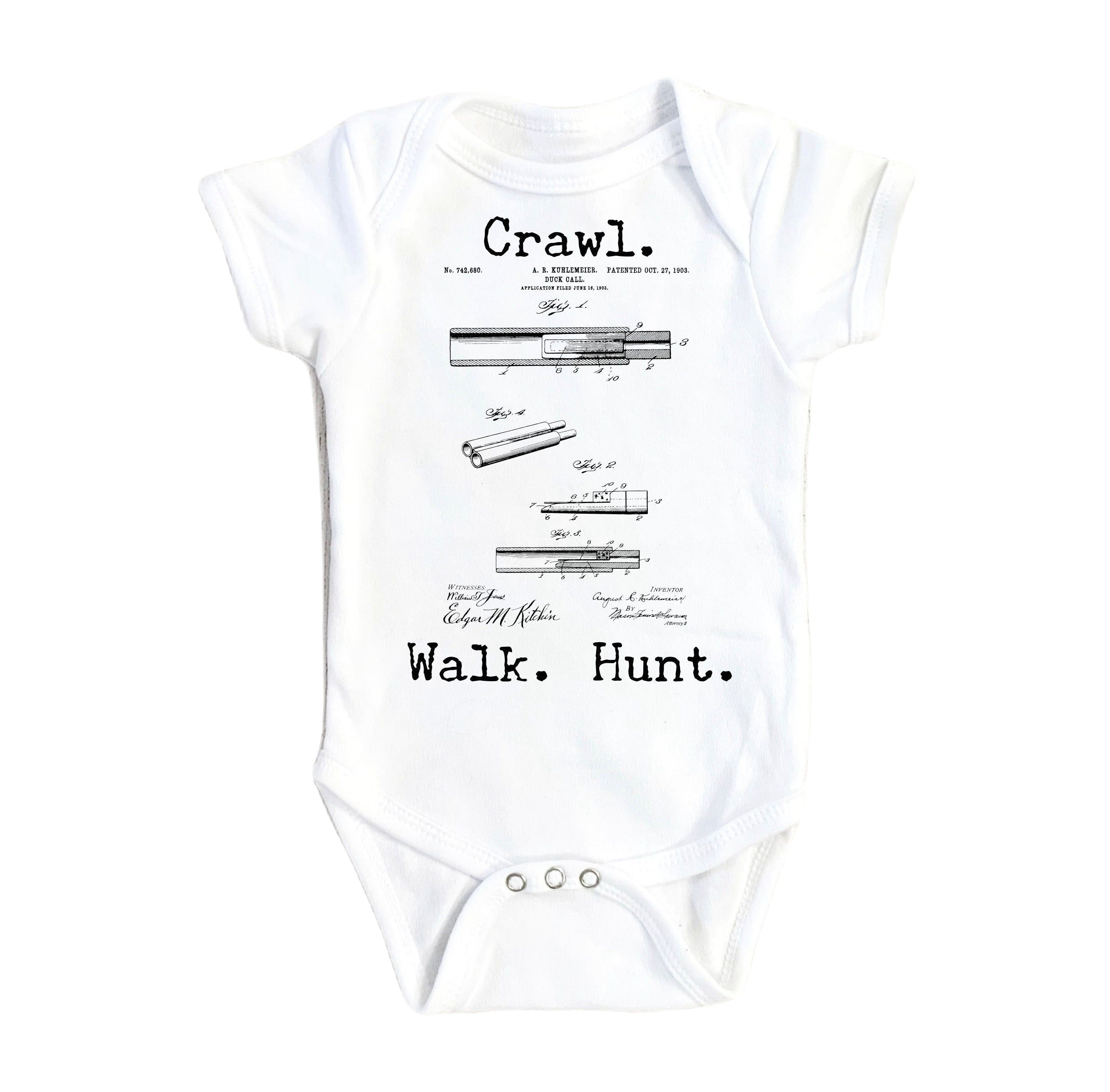 Duck Hunting Patent - Baby Boy Girl Clothes Infant Bodysuit Funny Cute