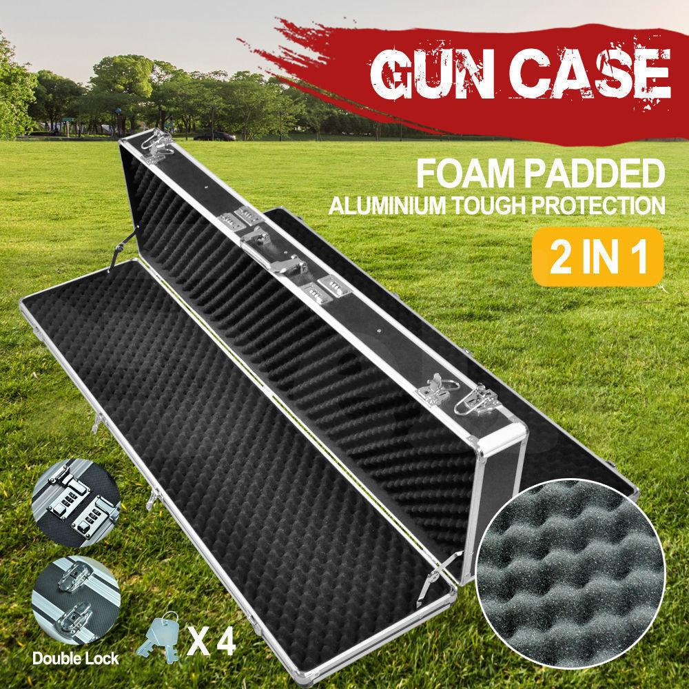 Hard Aluminium Double Sided Hunting Gun Cases Safes Bags Rifle Shot